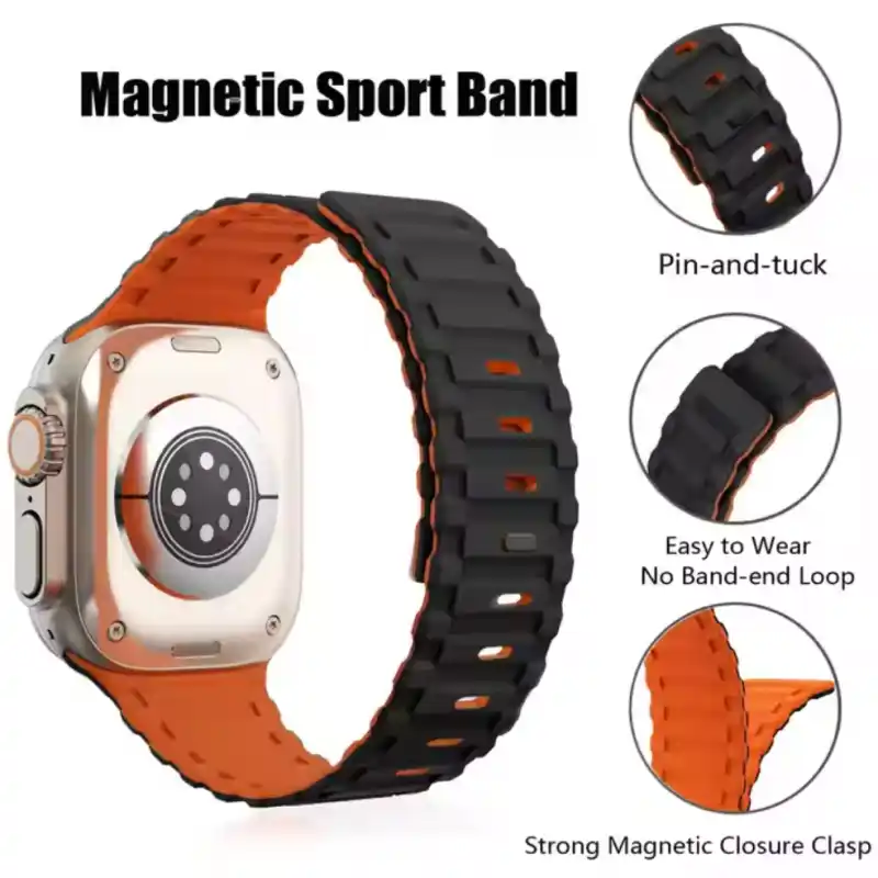Premium Dual Silicone Magnetic Straps for Apple iWatch (42-49mm) - Image 12