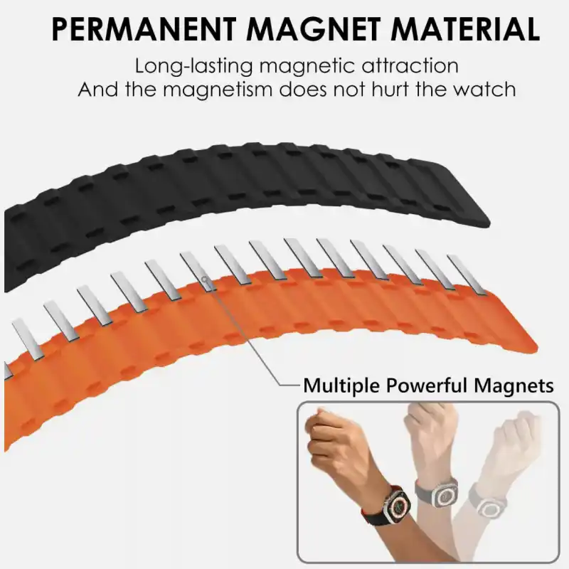 Premium Dual Silicone Magnetic Straps for Apple iWatch (42-49mm) - Image 28