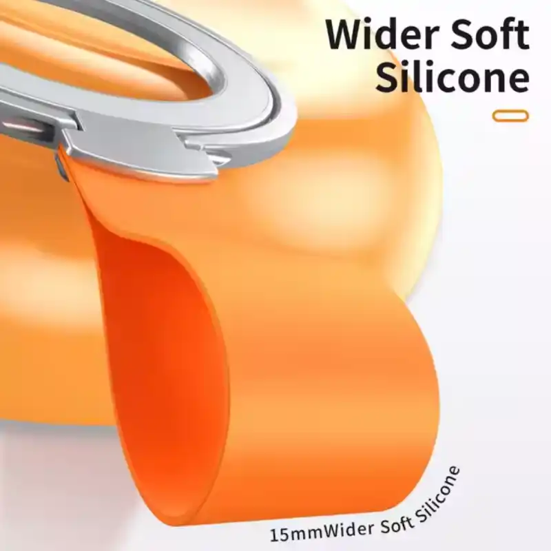 Silver Orange Rotatable Magnetic Kickstand Ring Holder - Image 4