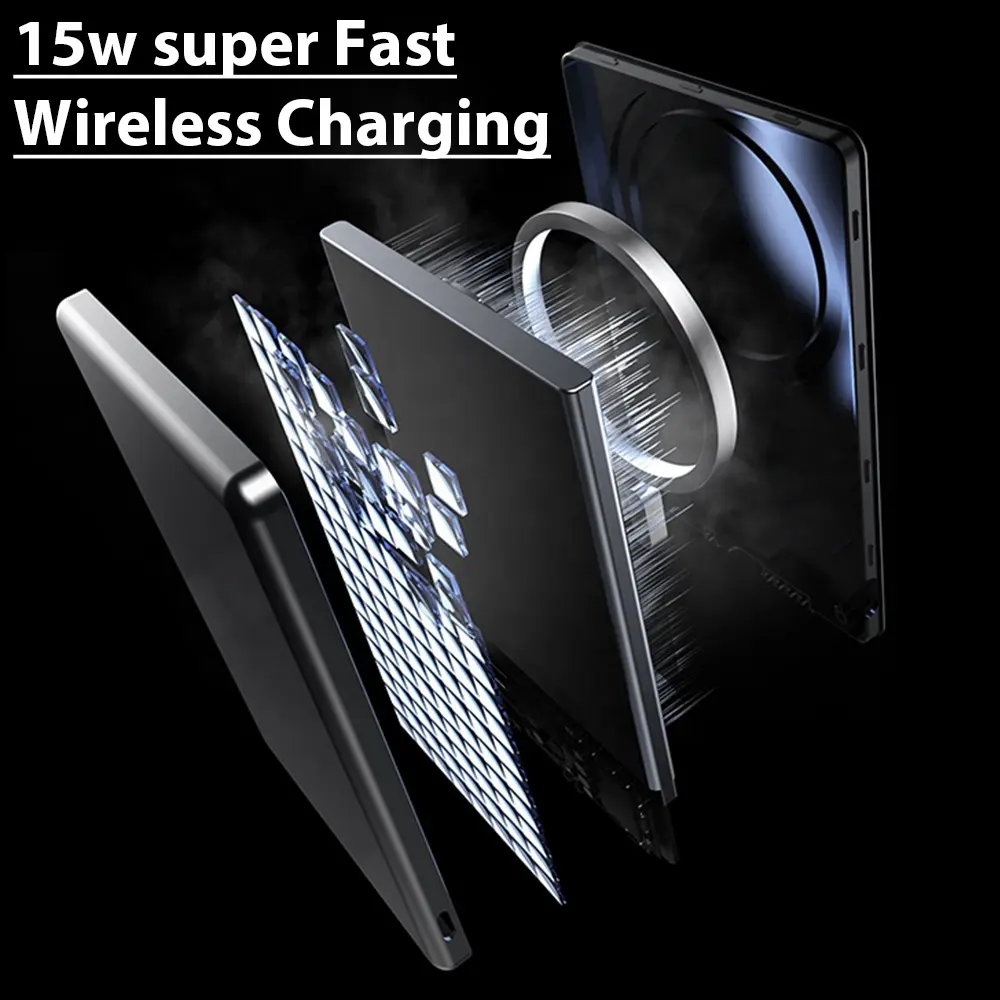 Ultra Thin Aluminum Alloy 15w Magnetic Wireless Mobile Power Bank 5000mah for Mobile Phone - Image 8