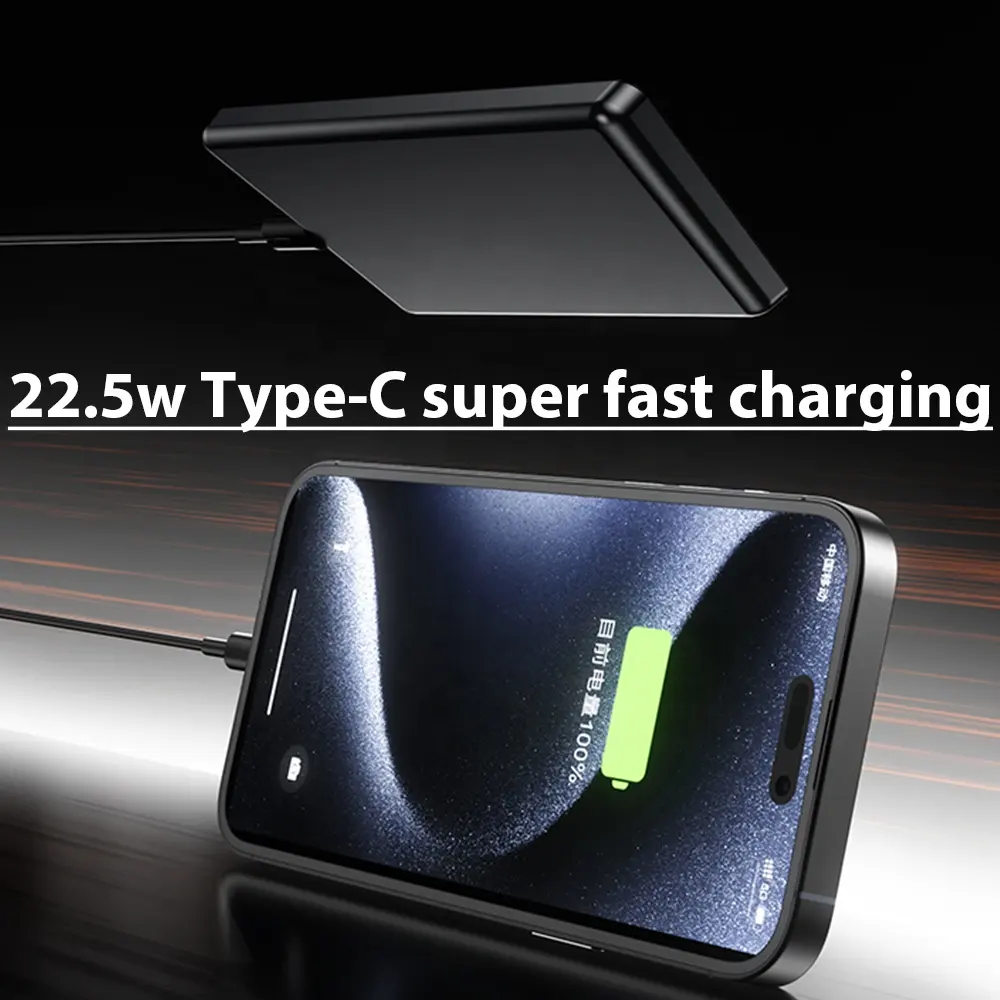Ultra Thin Aluminum Alloy 15w Magnetic Wireless Mobile Power Bank 5000mah for Mobile Phone - Image 9